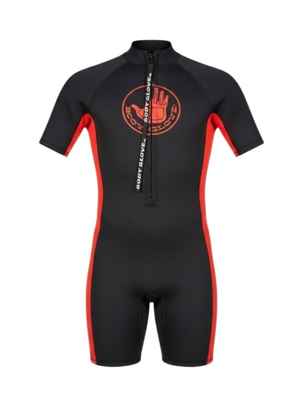Body Glove Womens Short Sleeve Black & Red Wetsuit L-9 Front Zip Surf Swimwear
